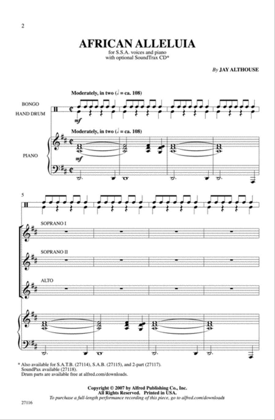 African Alleluia African Alleluia SSA scores gallery preview page 2