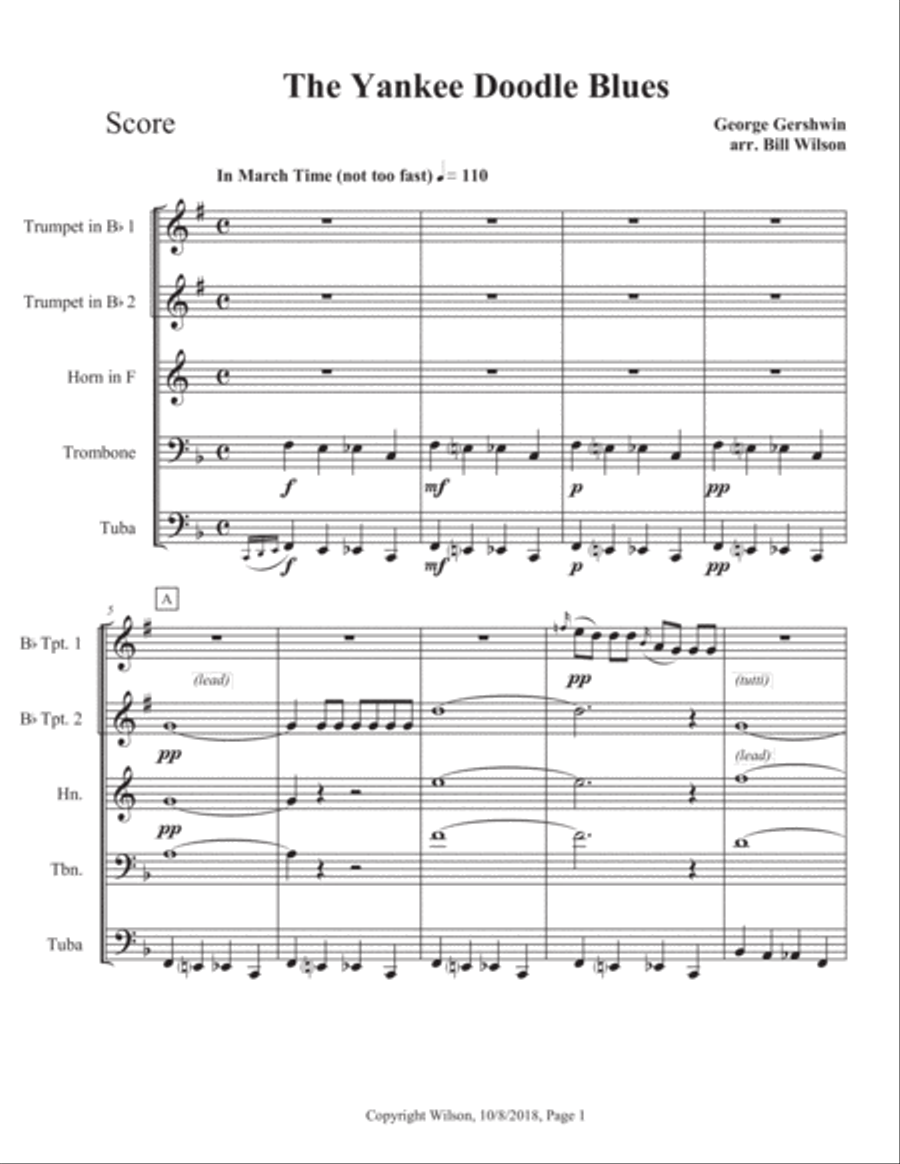 The Yankee Doodle Blues Brass Quintet scores gallery preview page 2