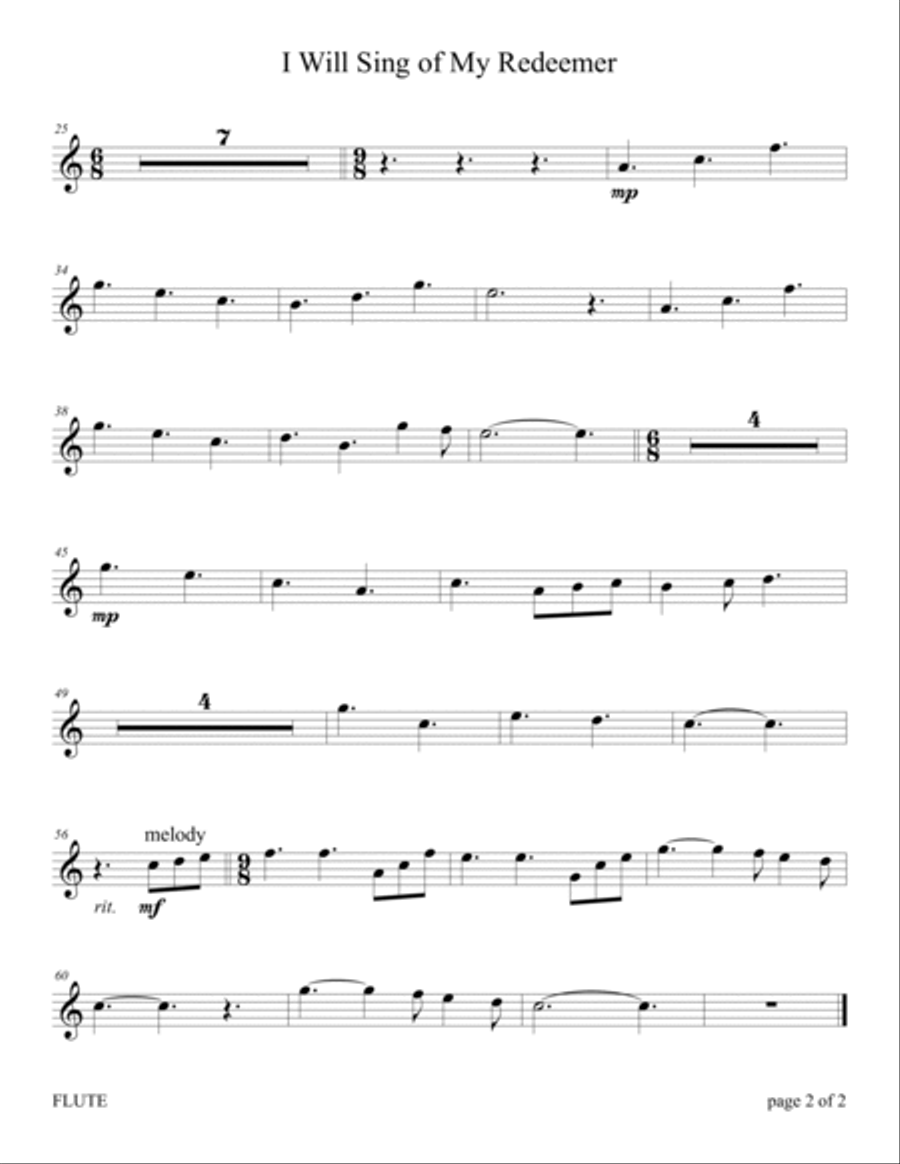 I Will Sing of My Redeemer with Jesus Loves Me (for Flute and Violin Duet with Piano accompaniment) image number null