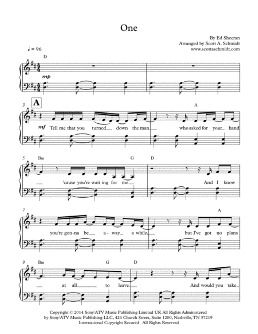 One Piano Solo scores gallery preview page 1