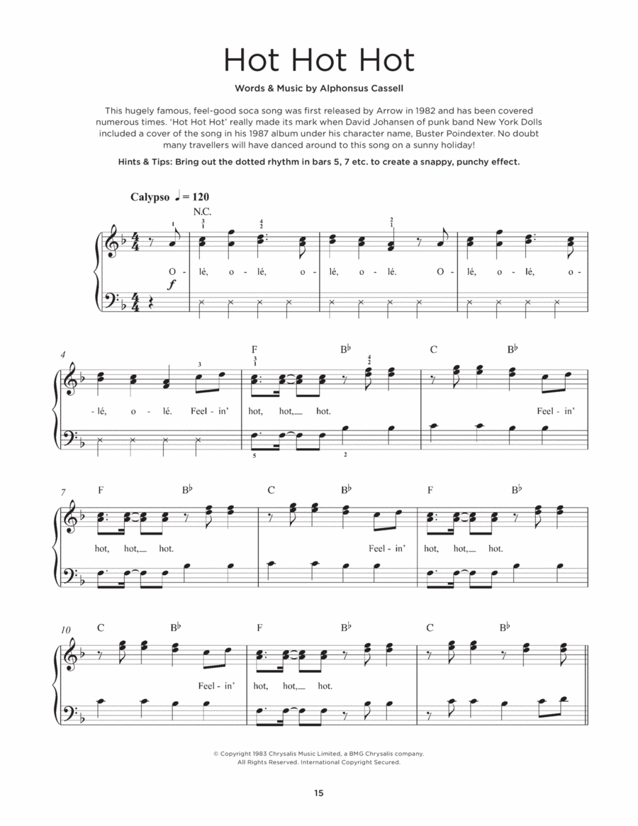 Hot Hot Hot Hot Hot Hot Easy Piano scores gallery preview page 1
