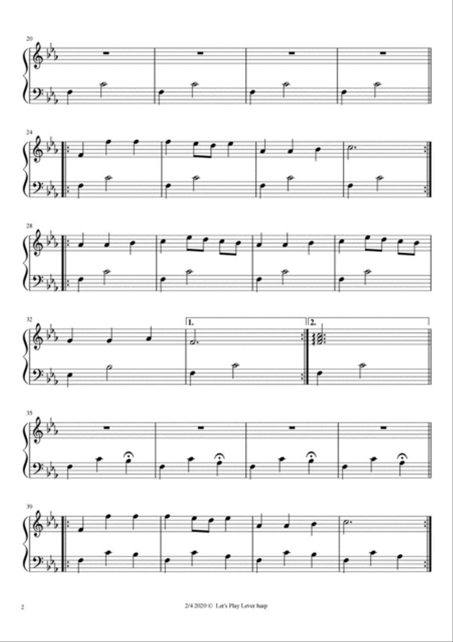 Bjornlaten - The Bear Tune - Sweddish Melody - beginner & 27 String Harp | McTelenn Harp Center Celtic Harp scores gallery preview page 3