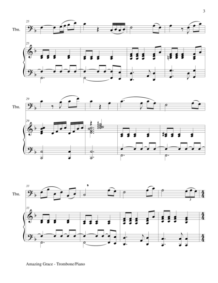 AMAZING GRACE (Trombone Piano and Trombone Part) image number null