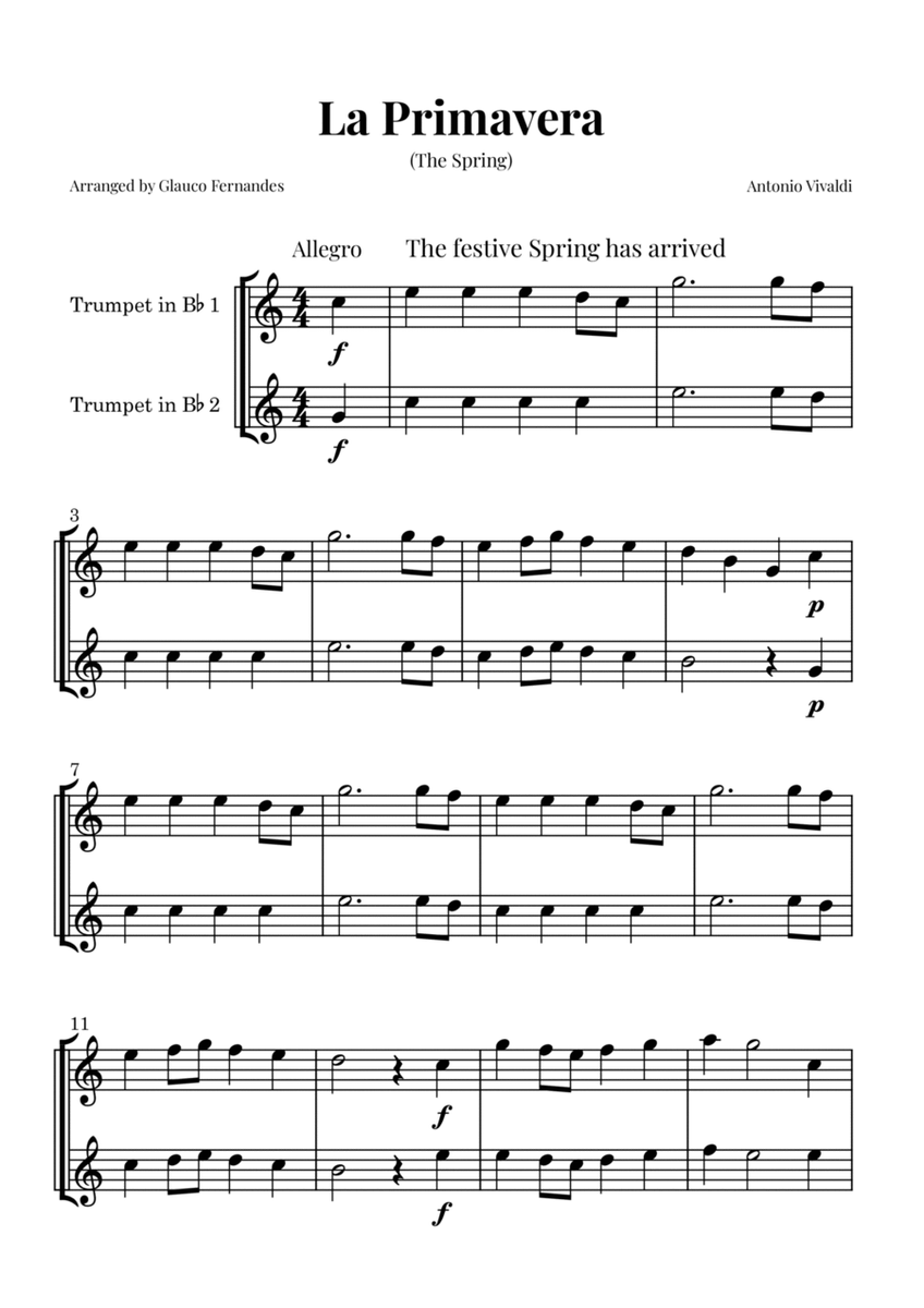 La Primavera (The Spring) by Vivaldi - Trumpet Duet image number null