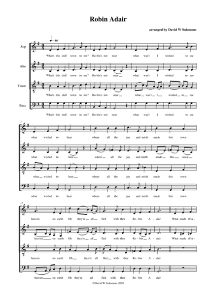 Robin Adair for mixed choir (SATB) image number null