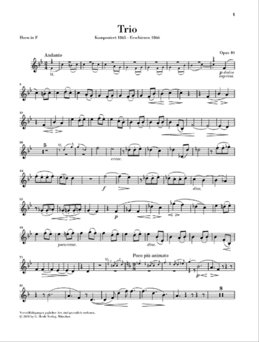 Horn Trio in E-flat Major, Op. 40 Woodwind Trio scores gallery preview page 8