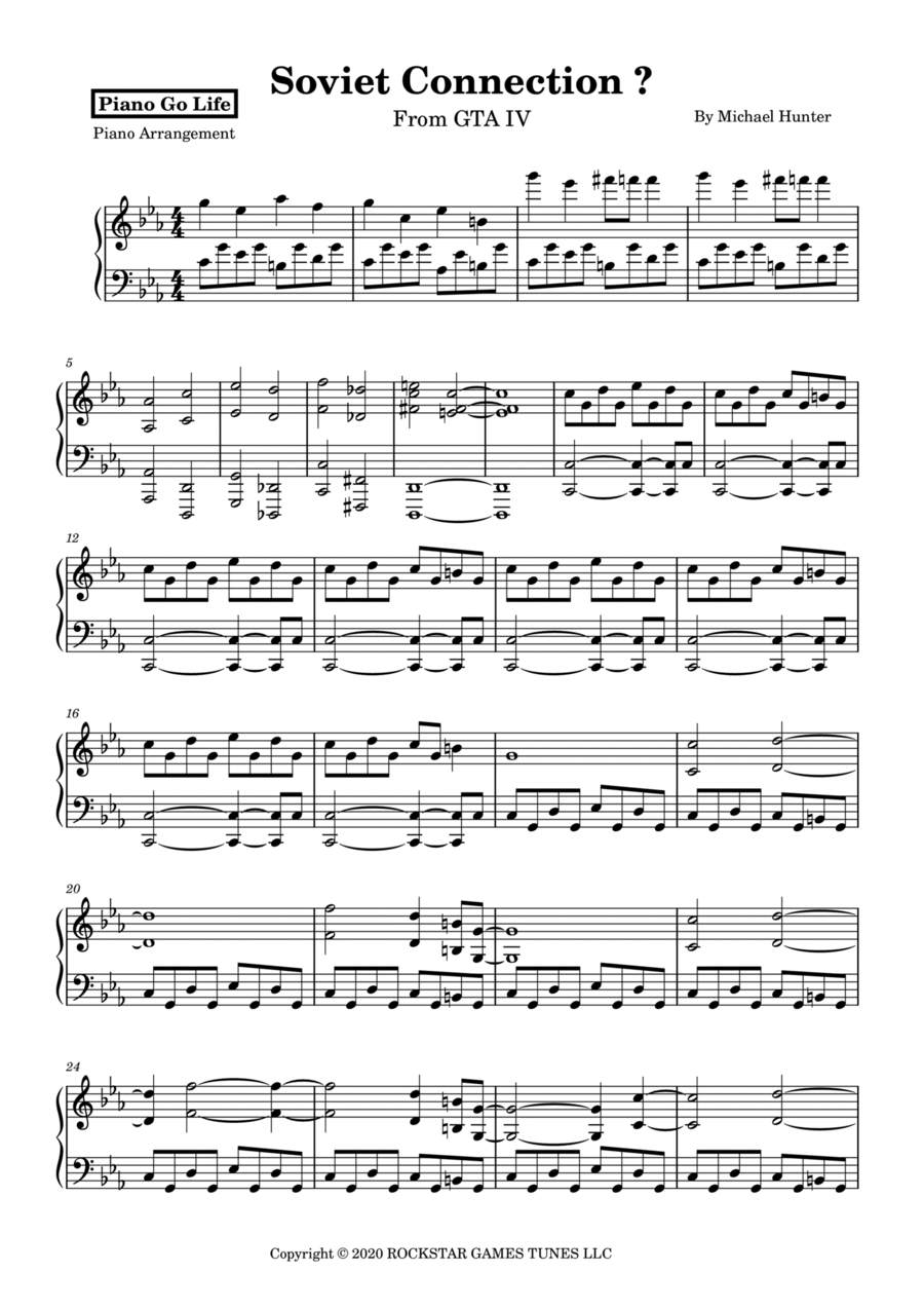 Soviet Connection ? The Theme From Grand Theft Auto IV Piano Solo scores gallery preview page 1