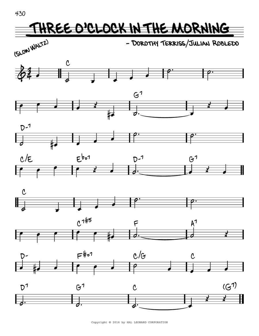 Three O'Clock In The Morning Piano scores gallery preview page 1