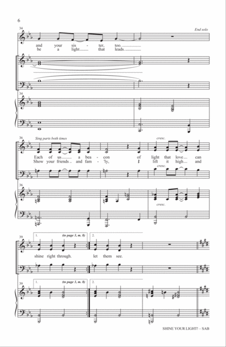 Shine Your Light! Shine Your Light! 3-Part scores gallery preview page 5