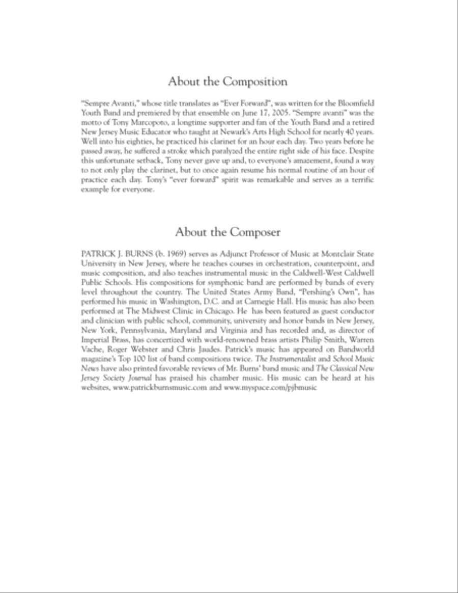 Sempre Avanti - Full Score Concert Band scores gallery preview page 2