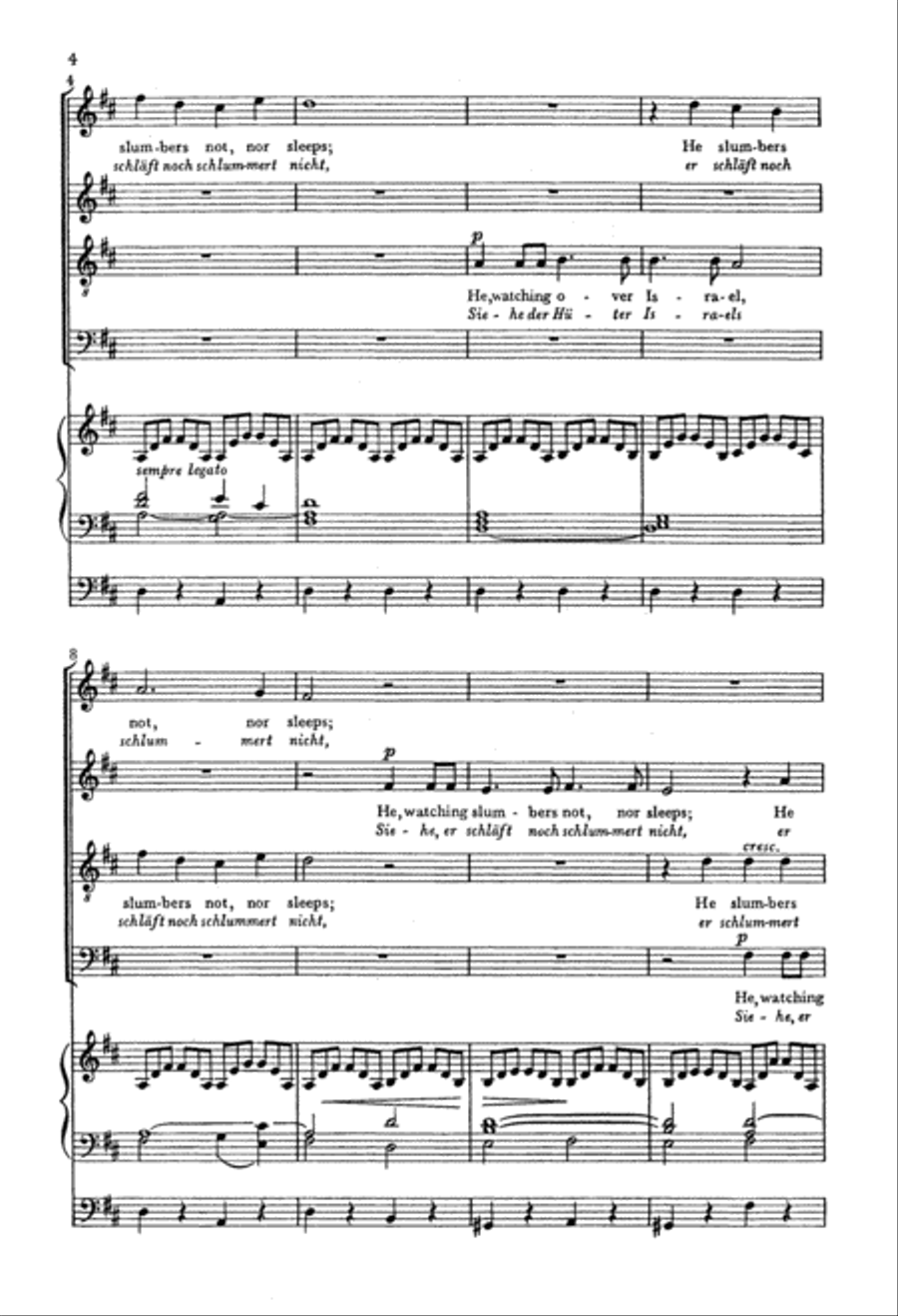 Elijah: He Watching over Israel (Siehe der Hueter Israels) 4-Part scores gallery preview page 3
