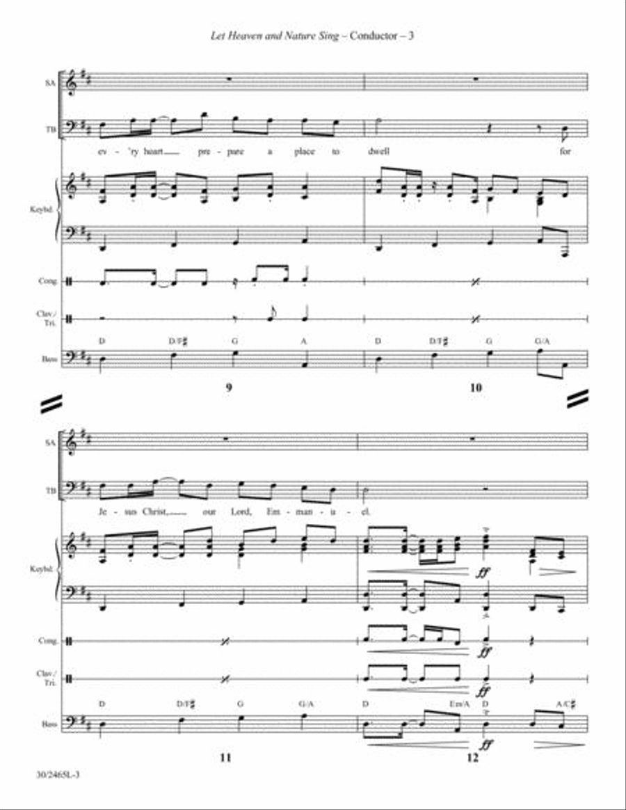 Let Heaven and Nature Sing - Percussion and Bass Score and Parts Choir scores gallery preview page 4