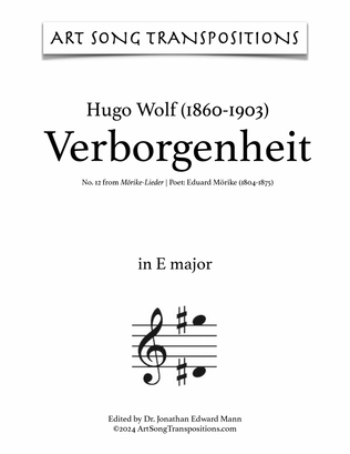 WOLF: Verborgenheit (transposed to E major)