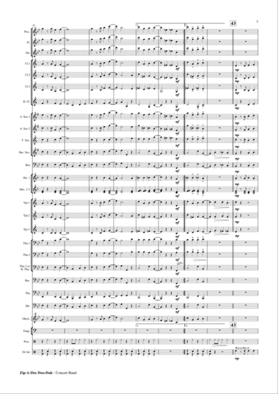 Zip-a-dee-doo-dah Concert Band scores gallery preview page 6