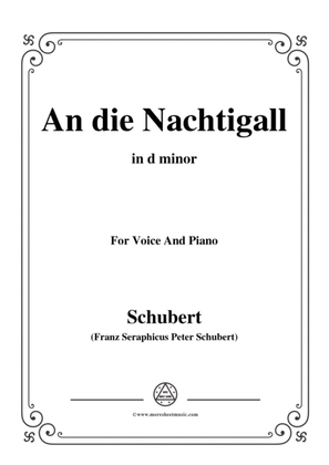 Book cover for Schubert-An die Nachtigall,Op.172 No.3,in d minor,for Voice&Piano