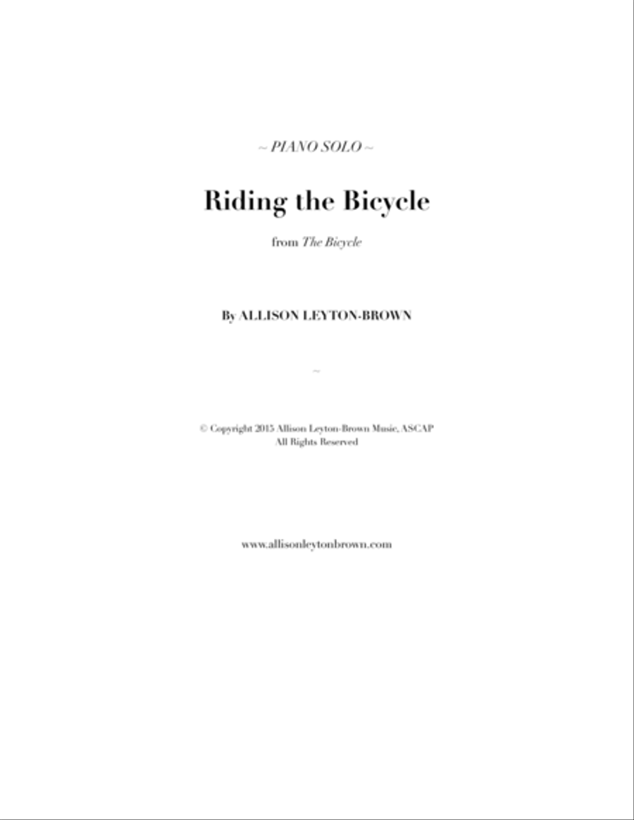 Riding the Bicycle - Evocative Piano Solo - by Allison Leyton-Brown Piano Solo scores gallery preview page 1