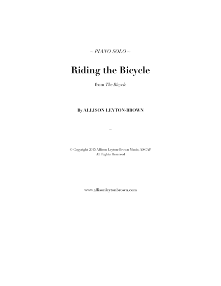 Riding the Bicycle - Evocative Piano Solo - by Allison Leyton-Brown image number null