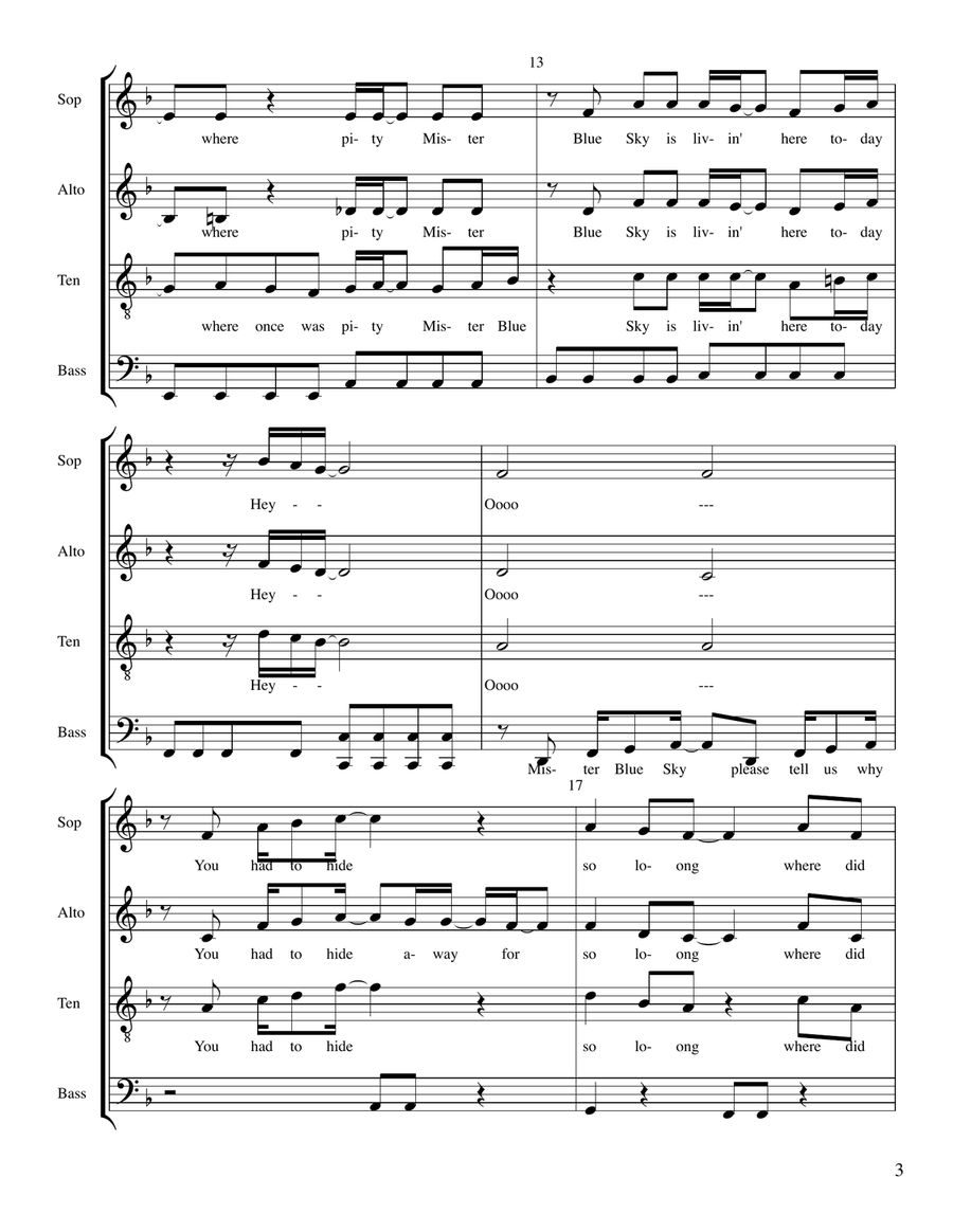 Mr. Blue Sky Mr. Blue Sky 4-Part scores gallery preview page 3