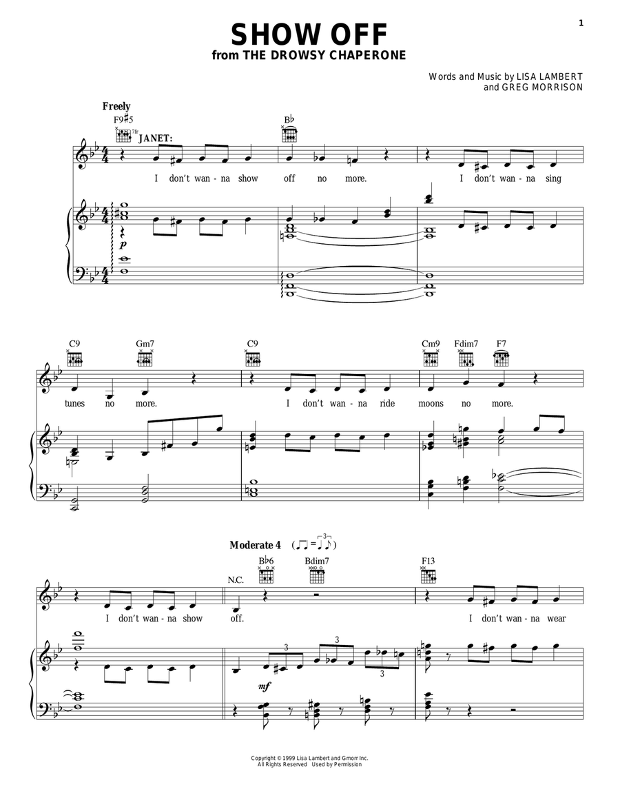 Show Off Piano, Vocal, Guitar scores gallery preview page 1