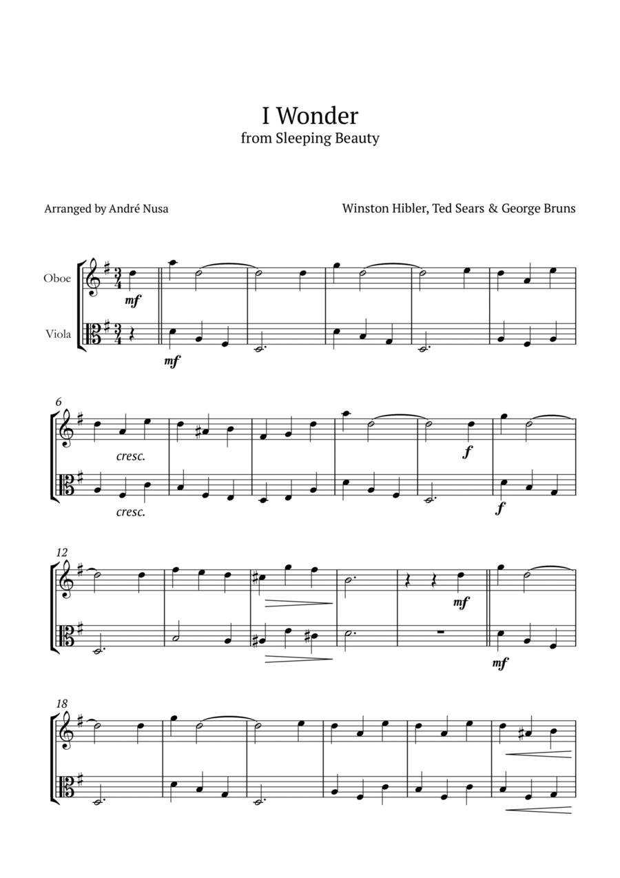 I Wonder Oboe scores gallery preview page 1