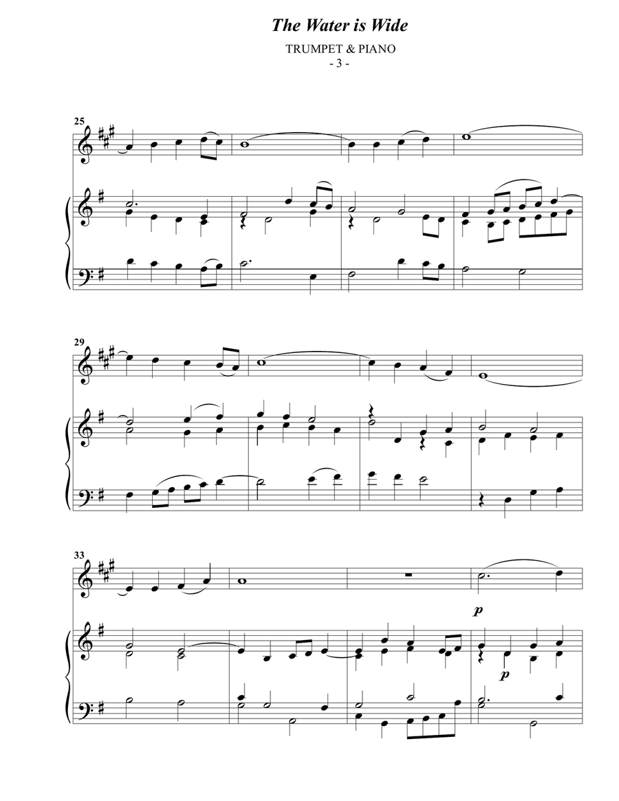 The Water is Wide for Trumpet & Piano B-Flat Trumpet scores gallery preview page 3