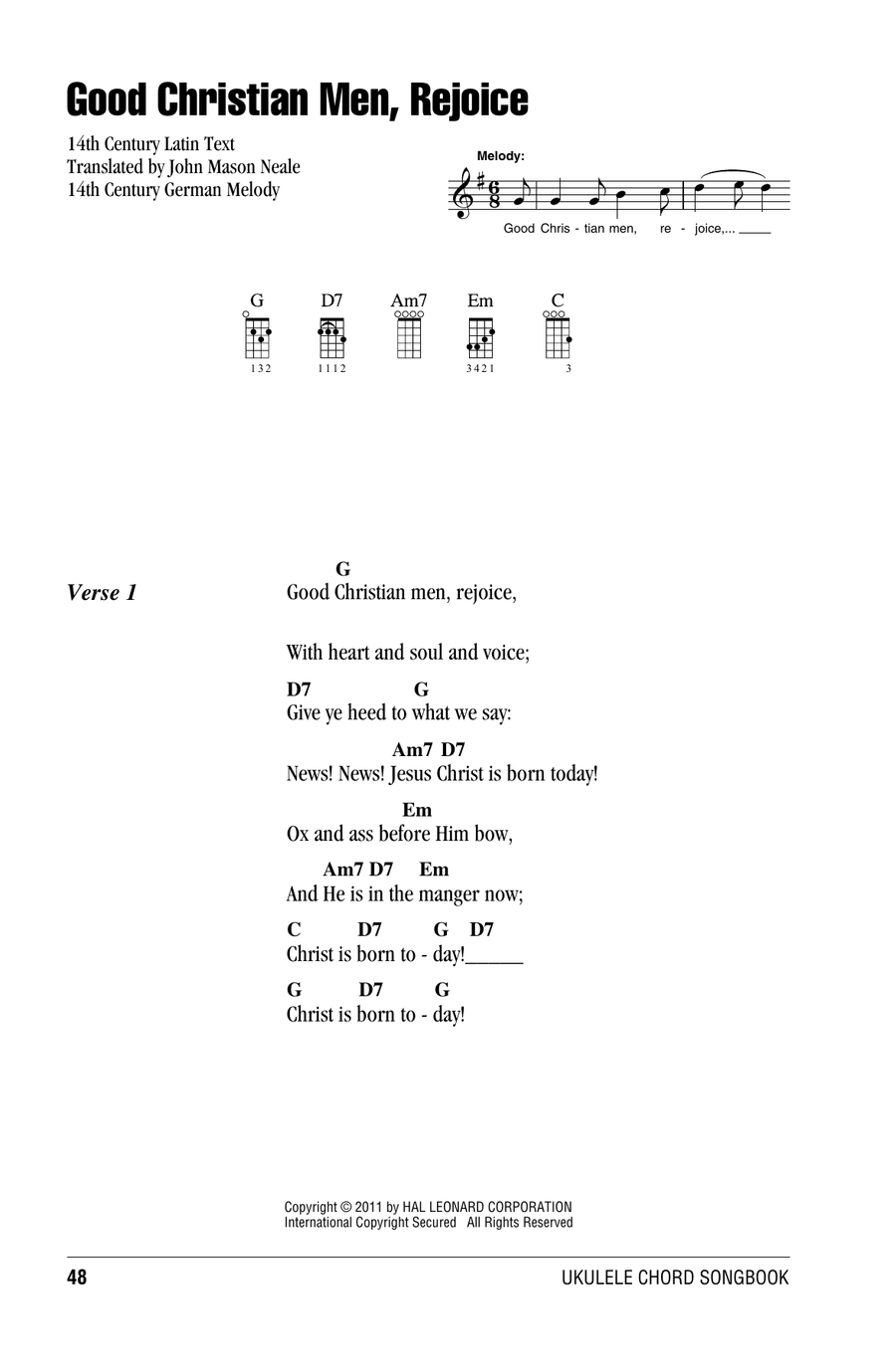 Good Christian Men, Rejoice Ukulele scores gallery preview page 1