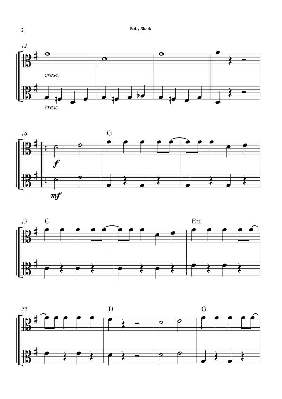 Baby Shark String Duet scores gallery preview page 2