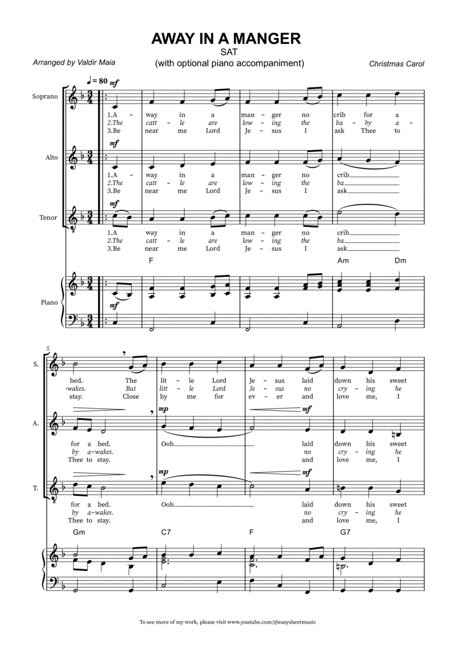 Away in a Manger – SAT Choir with Piano Accompaniment SAT scores gallery preview page 1