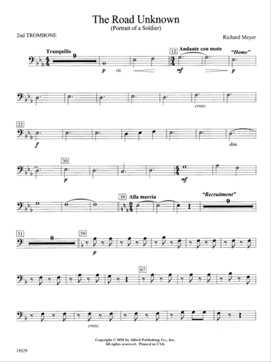 The Road Unknown: 2nd Trombone Concert Band scores gallery preview page 1