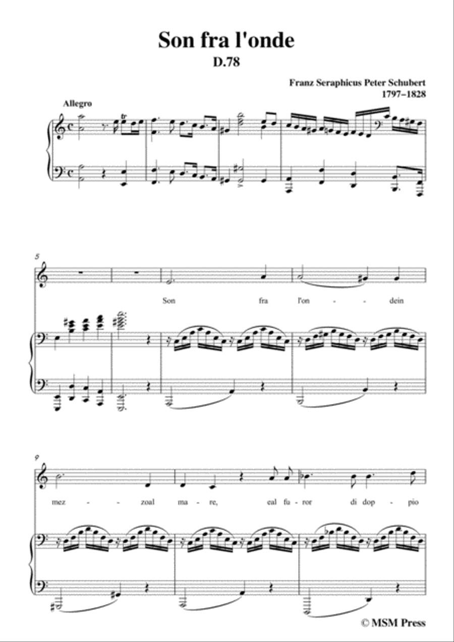 Schubert-Son fra l'onde,in g sharp minor,for Voice&Piano Voice scores gallery preview page 3