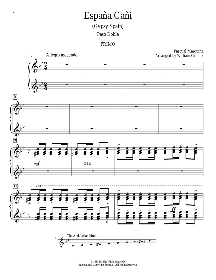 Espana Cani Piano Duet scores gallery preview page 2
