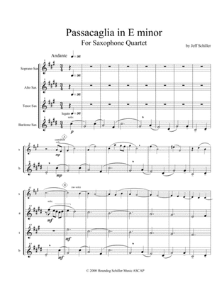 Passacaglia In E Minor For Saxophone Quartet