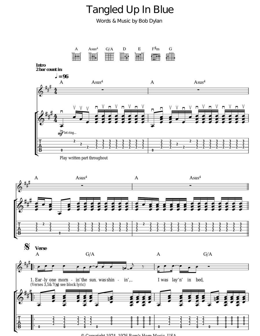 Tangled Up In Blue Acoustic Guitar scores gallery preview page 1