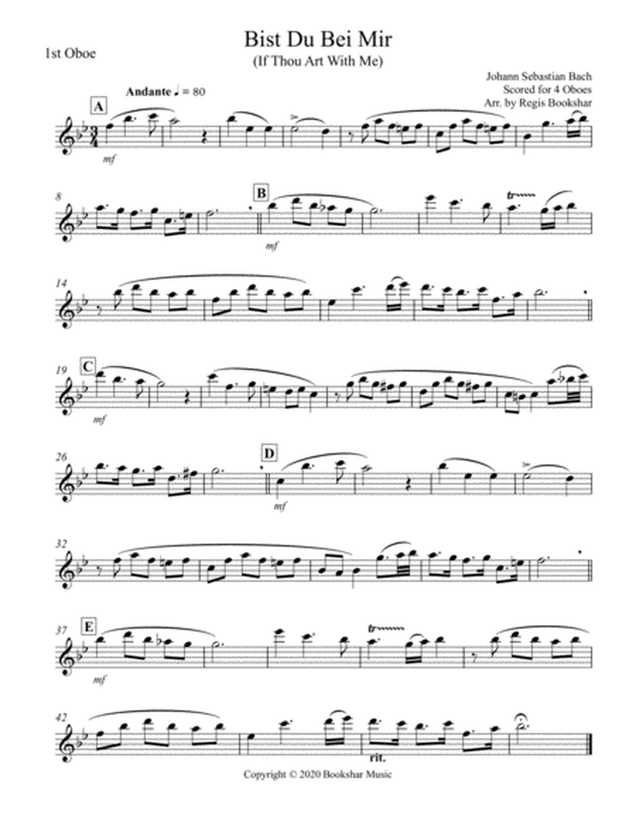 Bist Du Bei Mir (Oboe Quartet) image number null