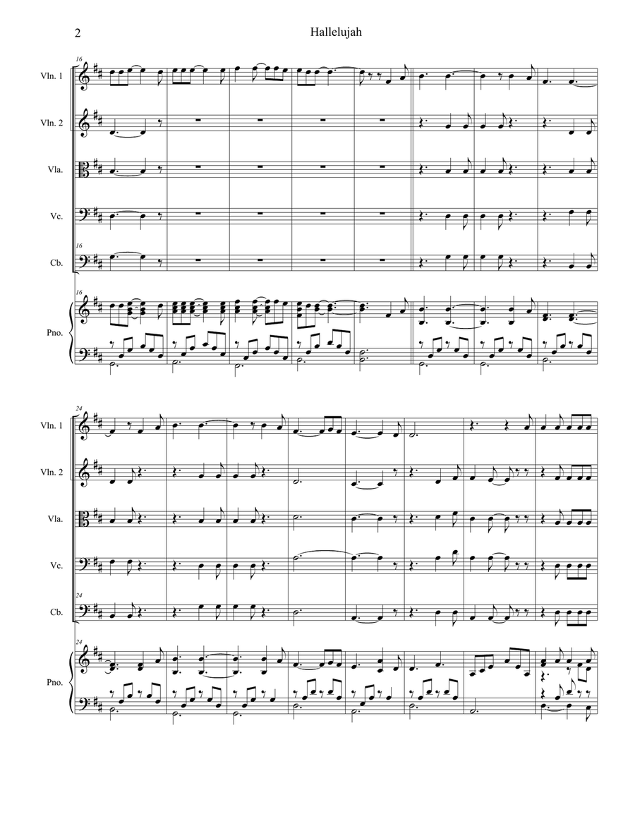 Hallelujah Hallelujah String Quartet scores gallery preview page 2