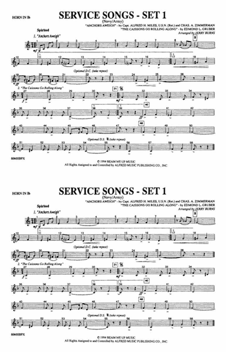 Service Songs - Set 1 (Navy/Army): Horn in B flat