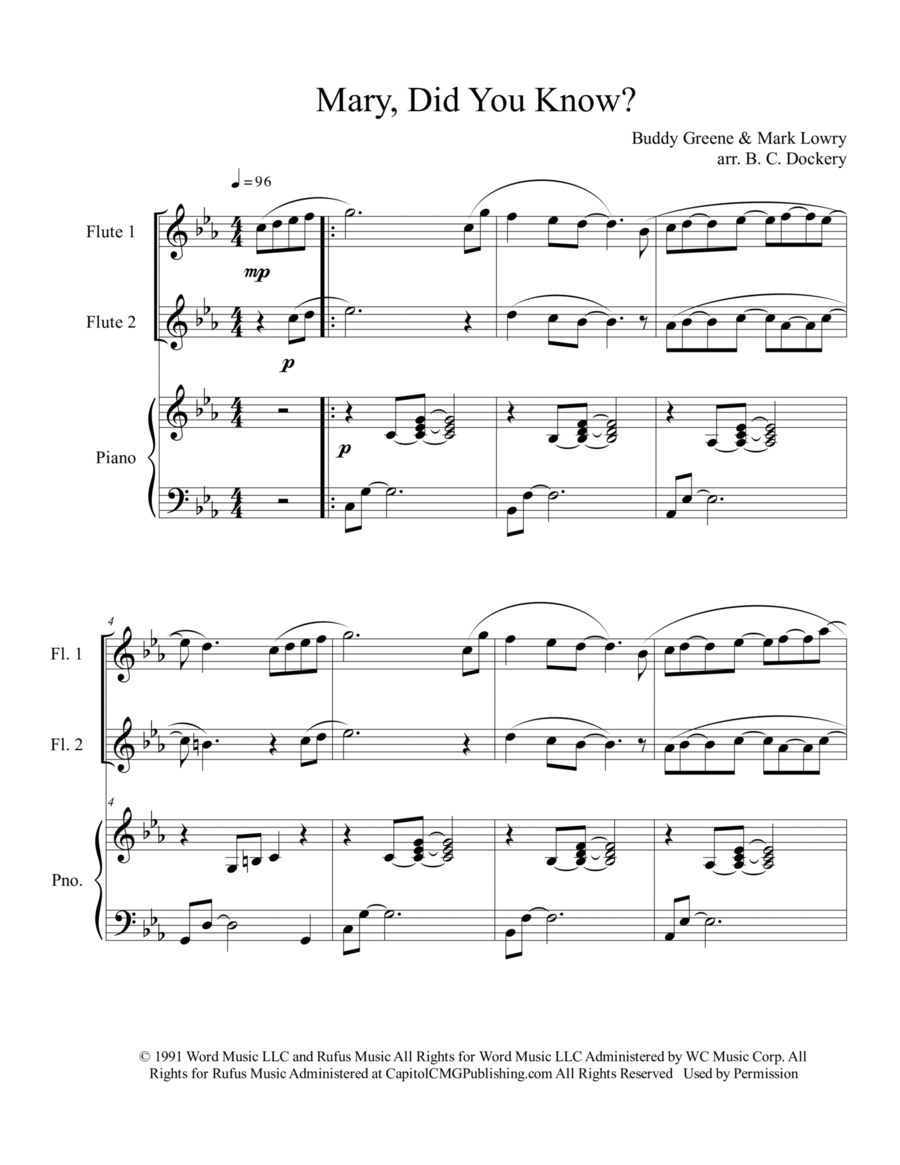 Mary, Did You Know? Woodwind Duet scores gallery preview page 1