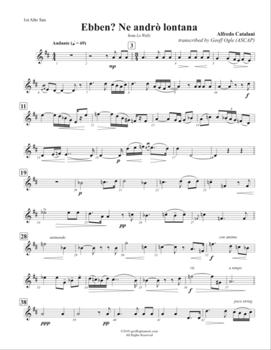 Ebben Ne Andrò Lontana from La Wally Woodwind Quartet scores gallery preview page 6