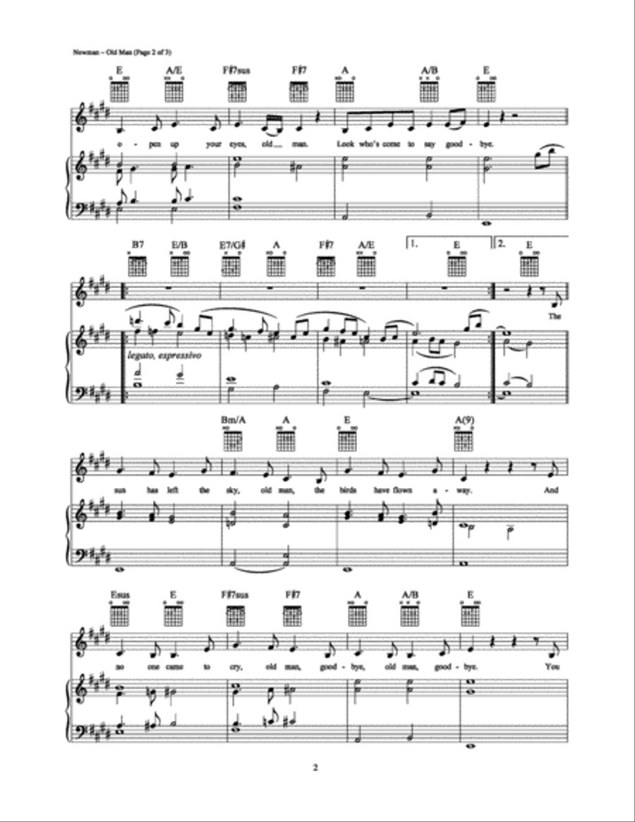 Old Man Piano, Vocal, Guitar scores gallery preview page 2