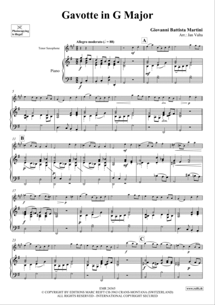 Gavotte in G Major Tenor Saxophone scores gallery preview page 4