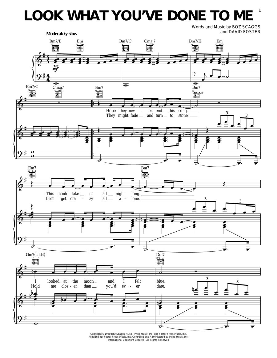 Look What You've Done To Me Piano, Vocal, Guitar scores gallery preview page 1
