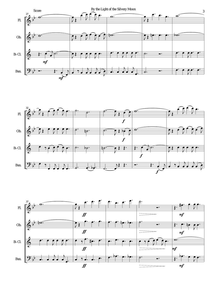 By the light of the silvery moon for wind quartet Woodwind Quartet scores gallery preview page 3