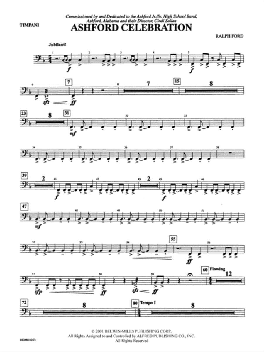 Ashford Celebration: Timpani Concert Band scores gallery preview page 1