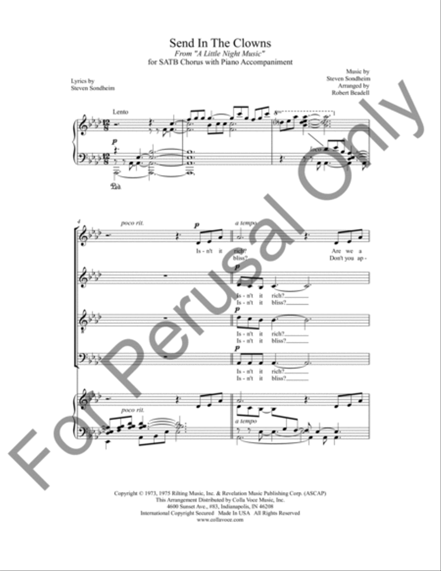 Send In The Clowns 4-Part scores gallery preview page 2