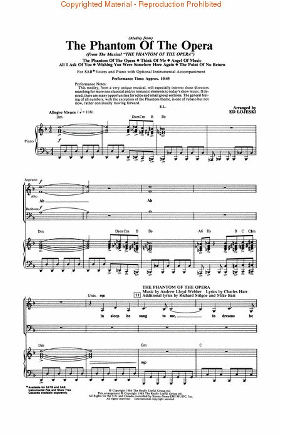 The Phantom of the Opera (Medley) 3-Part scores gallery preview page 2