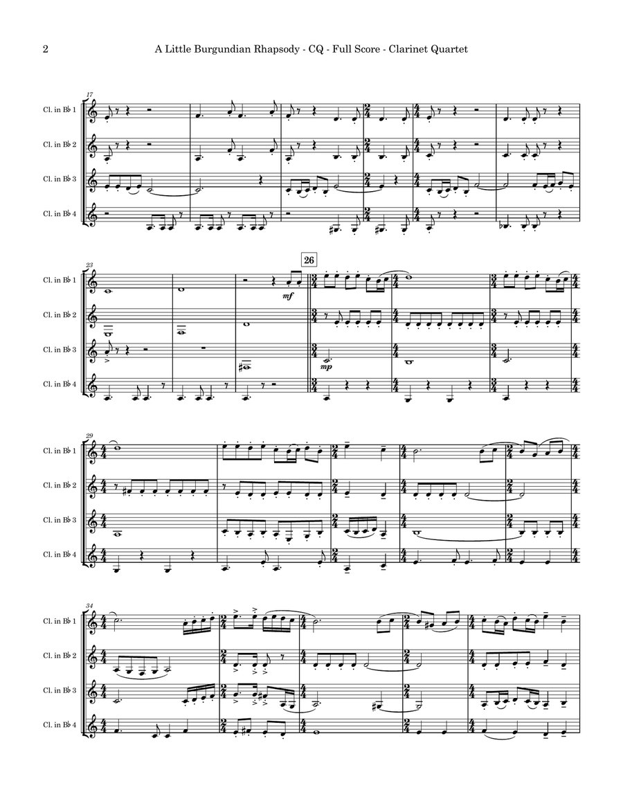 A Little Burgundian Rhapsody Clarinet Quartet scores gallery preview page 2