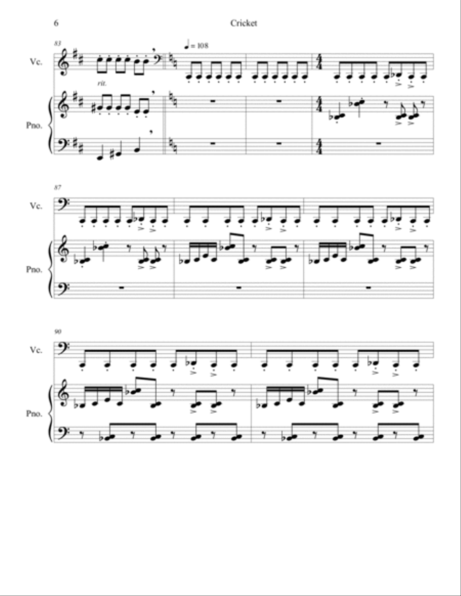 Cricket for Cello and Piano Piano scores gallery preview page 6