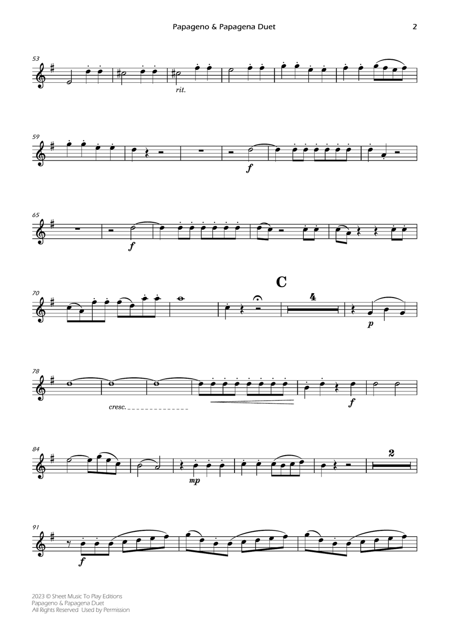 Papageno and Papagena Duet - Woodwind Quartet (Individual Parts) Woodwind Quartet scores gallery preview page 5