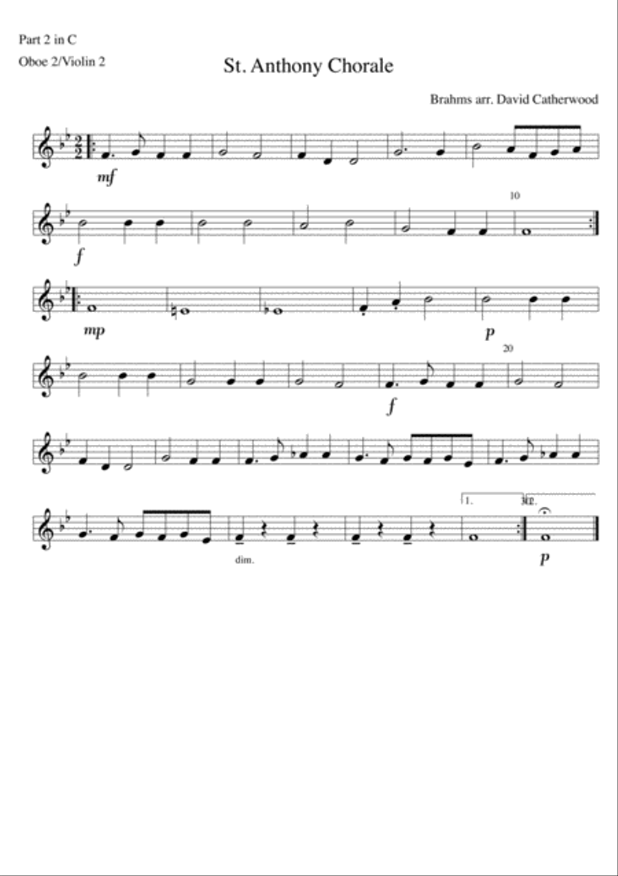 St. Anthony Chorale by Brahms arranged for Flexible ensemble by David Catherwood Concert Band scores gallery preview page 5