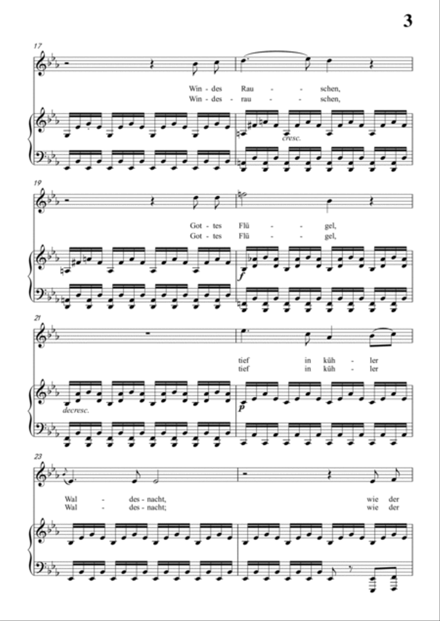 Schubert-Waldes-Nacht in bE for Vocal and Piano Voice scores gallery preview page 4